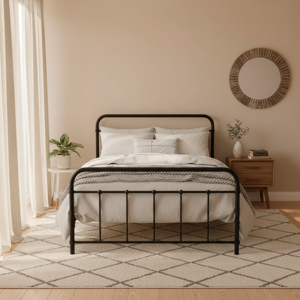 Leo King Single Bed Frame - Black Metal