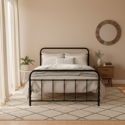 Leo King Single Bed Frame - Black Metal