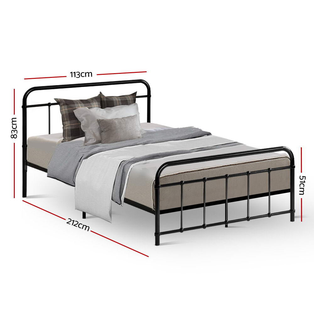 Leo King Single Bed Frame - Black Metal