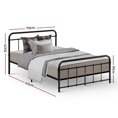 Leo King Single Bed Frame - Black Metal