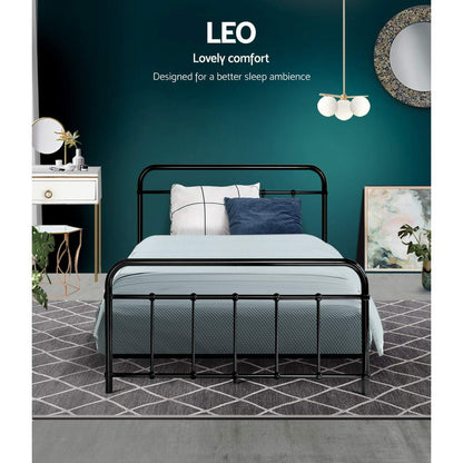 Leo King Single Bed Frame - Black Metal
