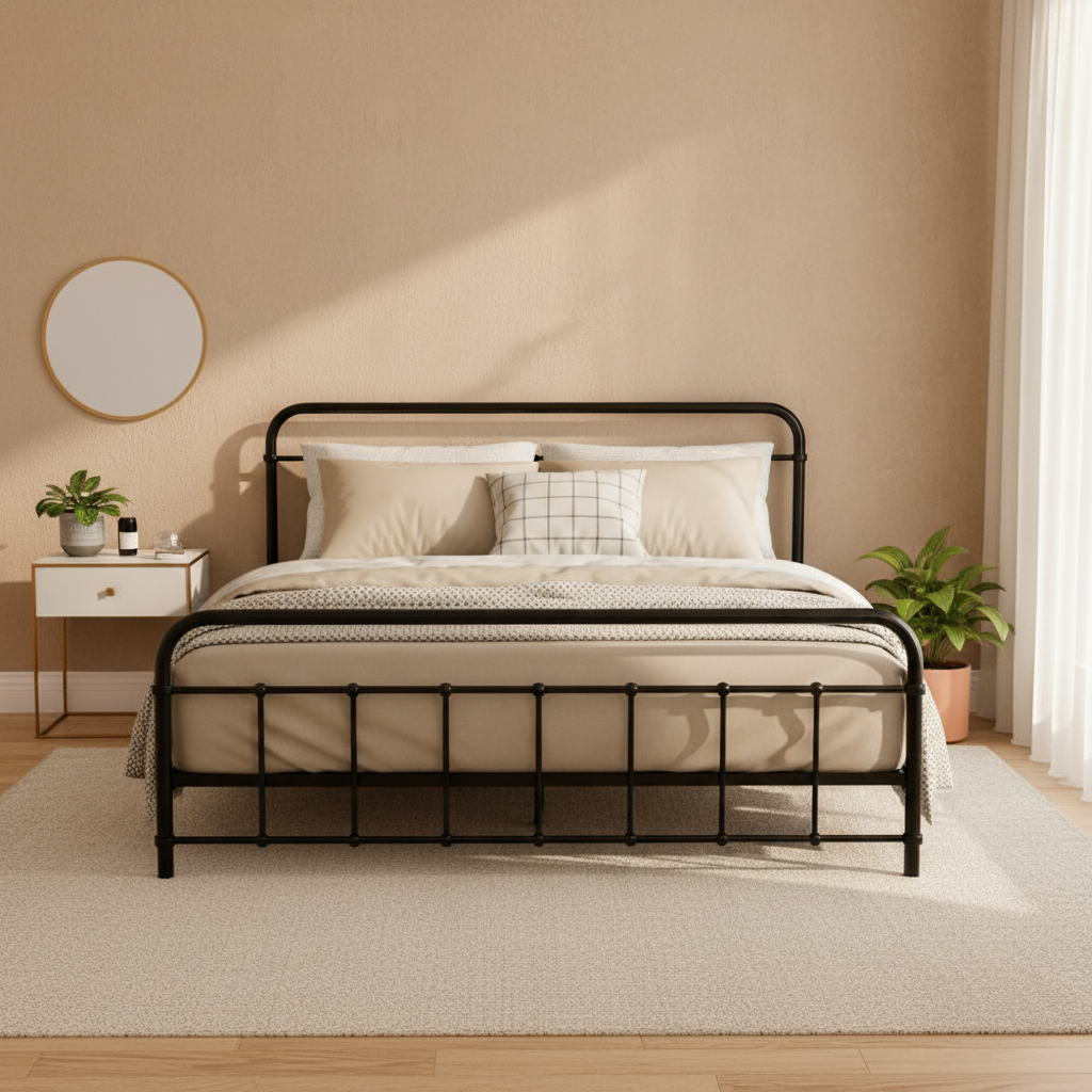 Leo Queen Bed Frame - Black Metal