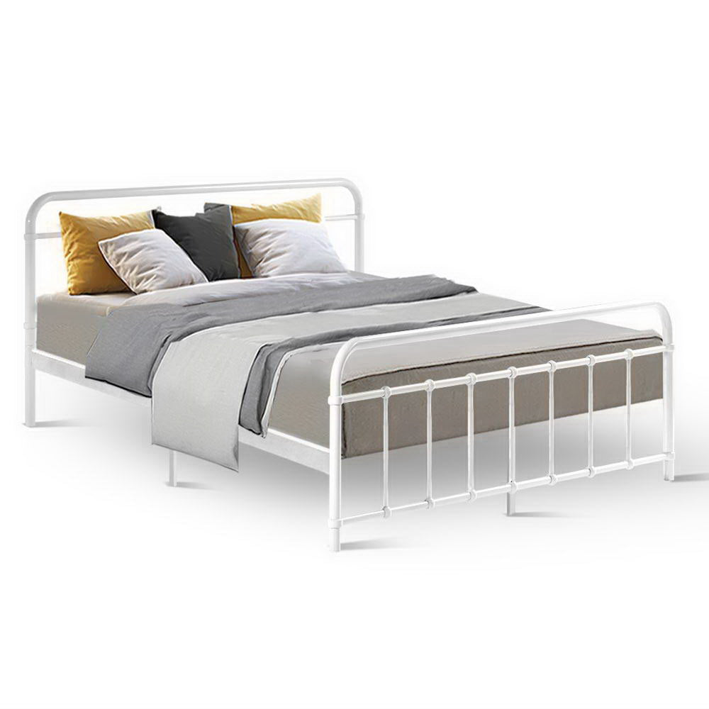 Leo Queen Bed Frame - White Metal
