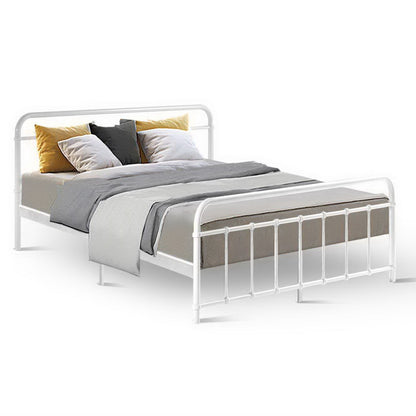 Leo Queen Bed Frame - White Metal