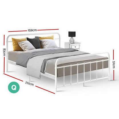 Leo Queen Bed Frame - White Metal