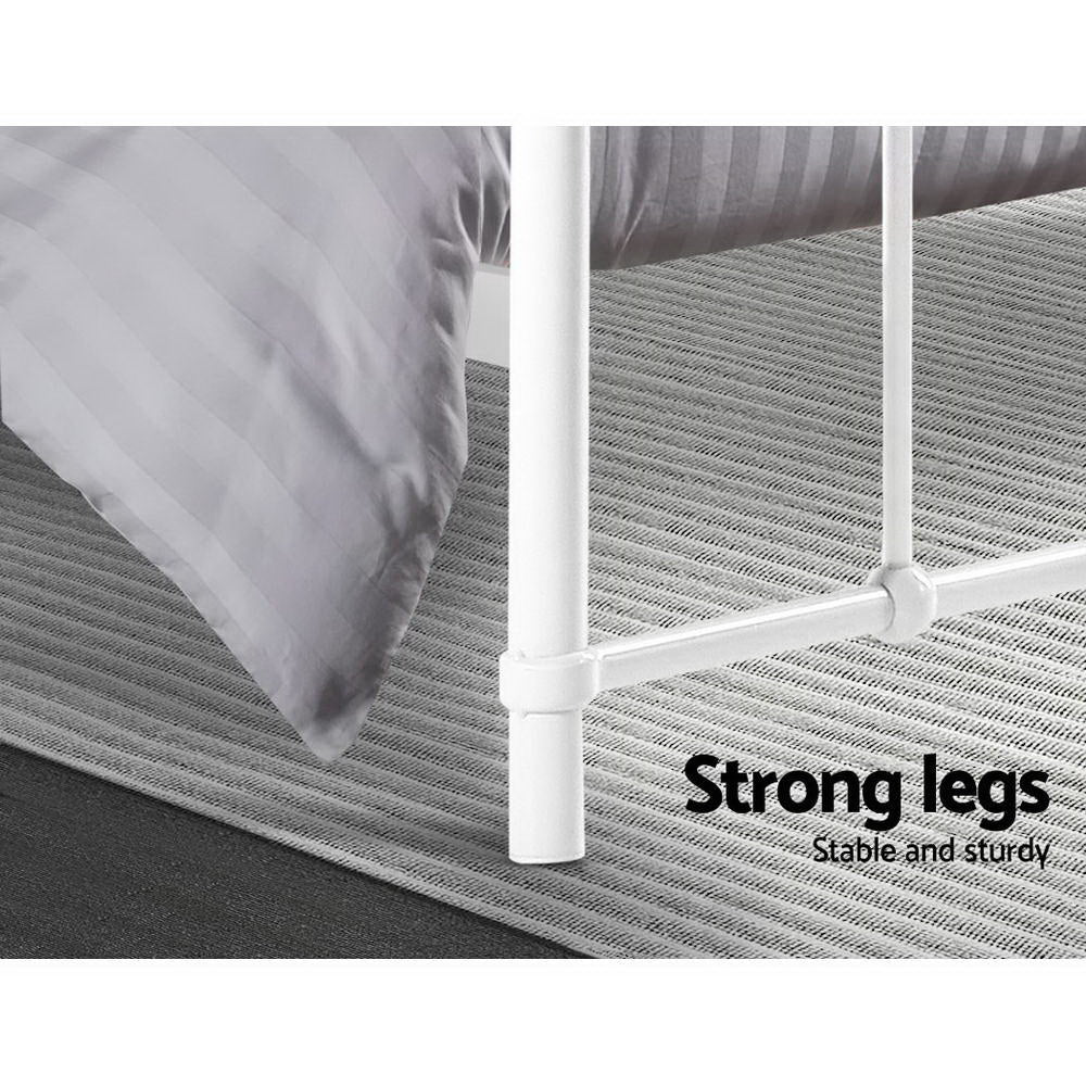 Leo Queen Bed Frame - White Metal