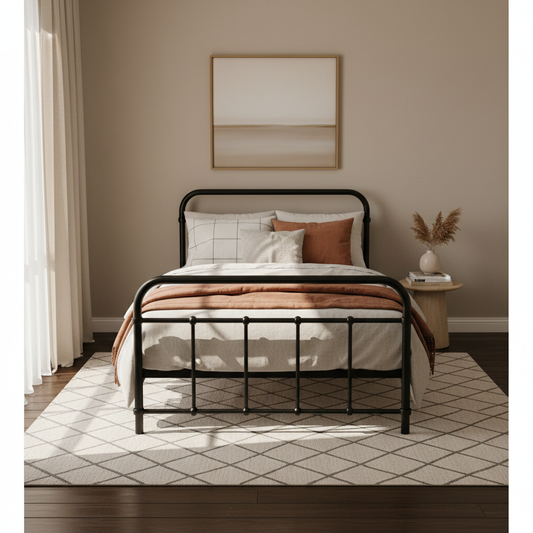 Leo Single Bed Frame - Black Metal