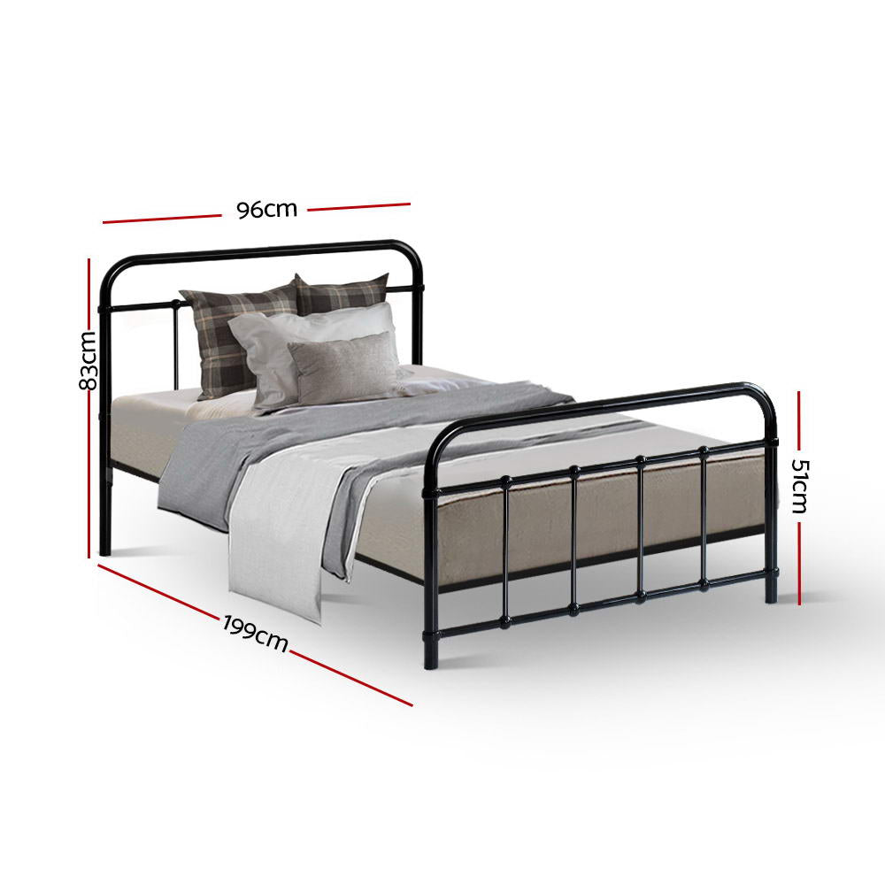 Leo Single Bed Frame - Black Metal