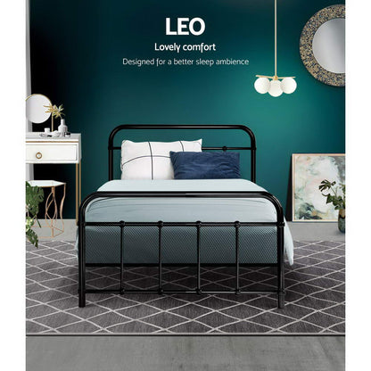 Leo Single Bed Frame - Black Metal
