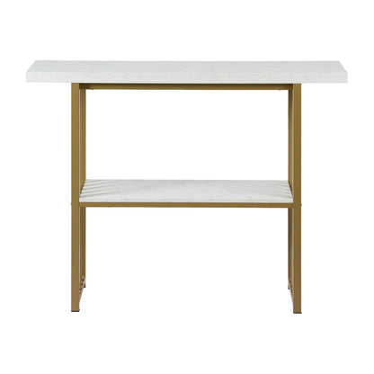 Console Table Marble Effect - White & Gold