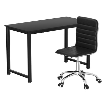 Computer Desk 120cm & Executive Office Chair Set Low Back - Leather Black