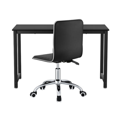 Computer Desk 120cm & Executive Office Chair Set Low Back - Leather Black