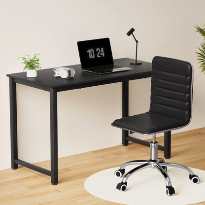 Computer Desk 120cm & Executive Office Chair Set Low Back - Leather Black