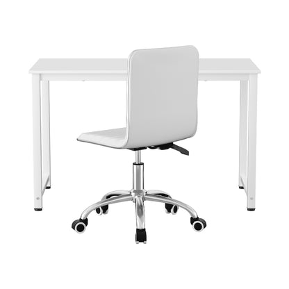 Computer Desk 120cm & Executive Office Chair Set - Leather White