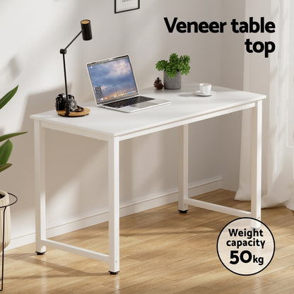 Computer Desk 120cm & Executive Office Chair Set - Leather White