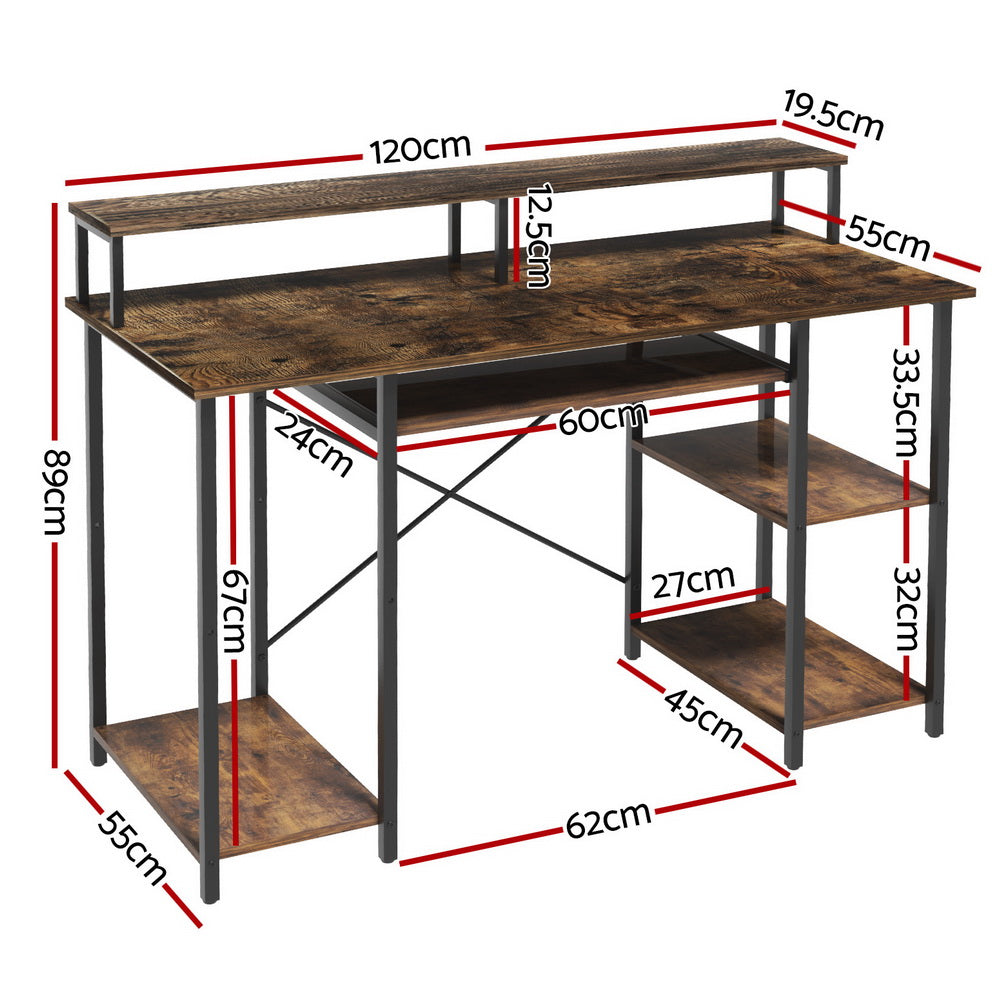 Computer Desk Home Office Open Shelf 120CM - Brown