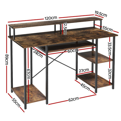 Computer Desk Home Office Open Shelf 120CM - Brown