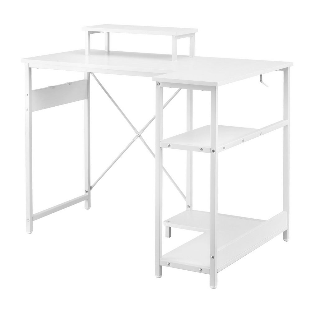 Computer Desk L-Shape Home Office Study 100CM - White
