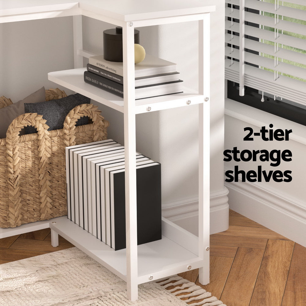 Computer Desk L-Shape Home Office Study 100CM - White