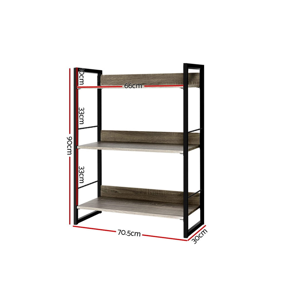 Noe Bookshelf 3 Tiers - Black and Oak