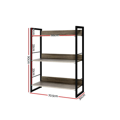 Noe Bookshelf 3 Tiers - Black and Oak