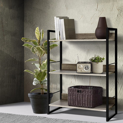 Noe Bookshelf 3 Tiers - Black and Oak