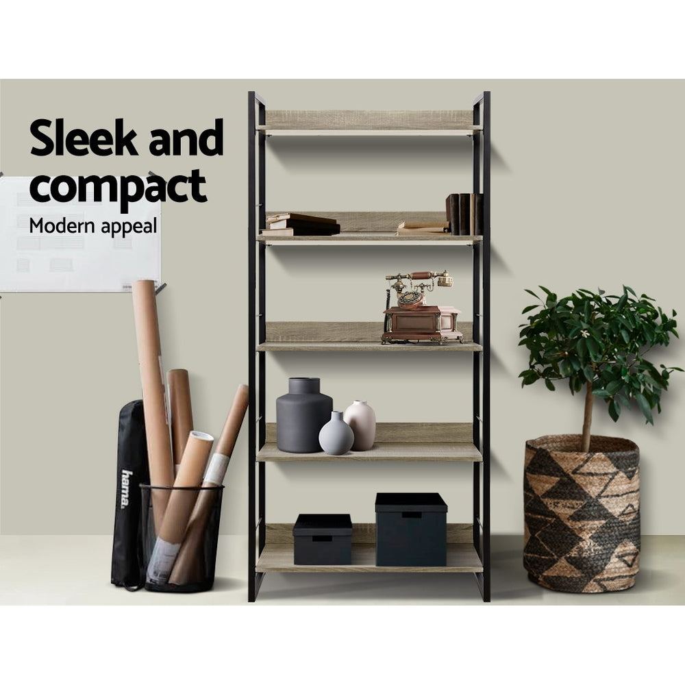Noe Bookshelf 5 Tiers - Black and Oak