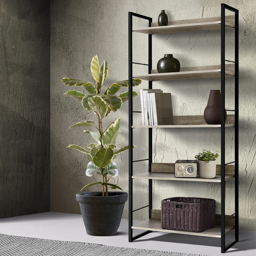 Noe Bookshelf 5 Tiers - Black and Oak