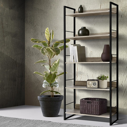 Noe Bookshelf 5 Tiers - Black and Oak