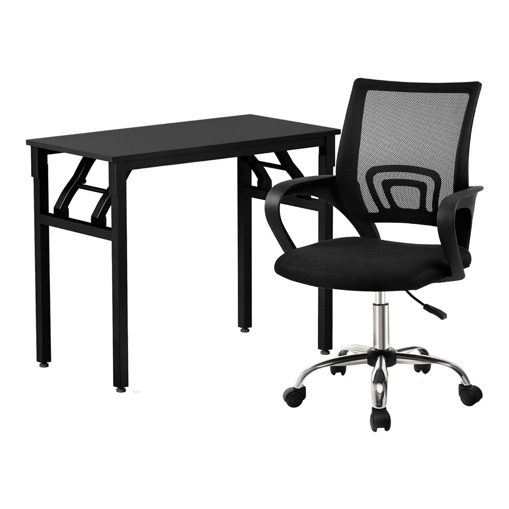 Computer Desk Mesh Office Chair Set - Black