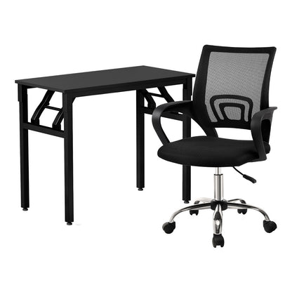 Computer Desk Mesh Office Chair Set - Black
