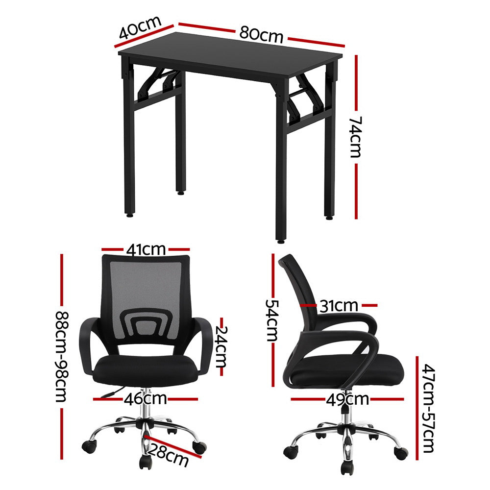 Computer Desk Mesh Office Chair Set - Black