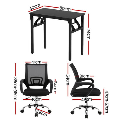Computer Desk Mesh Office Chair Set - Black