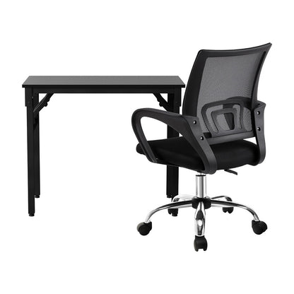 Computer Desk Mesh Office Chair Set - Black