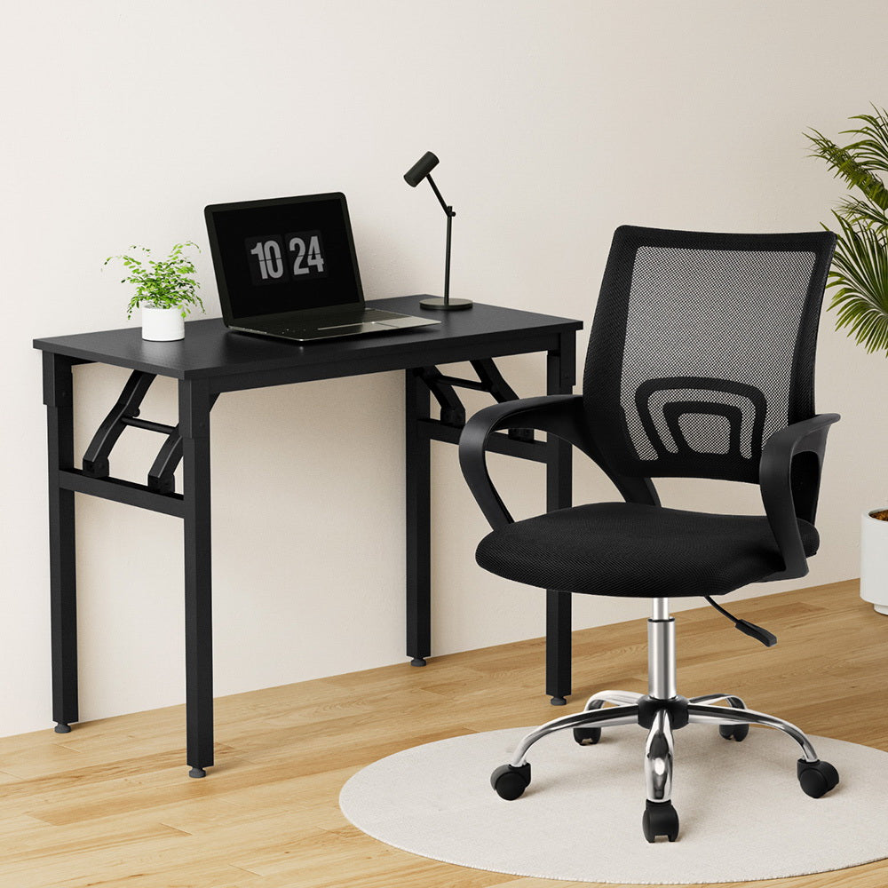 Computer Desk Mesh Office Chair Set - Black
