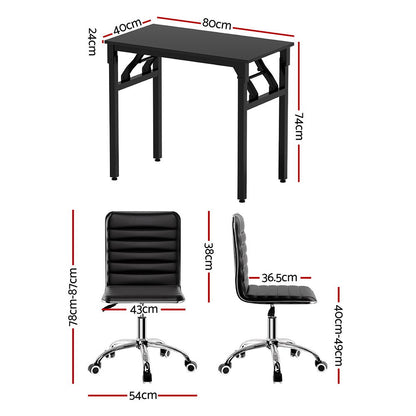 Computer Desk Office Chair Set - Black
