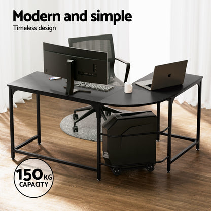 Computer Desk L-Shape CPU Stand 147CM -  Black