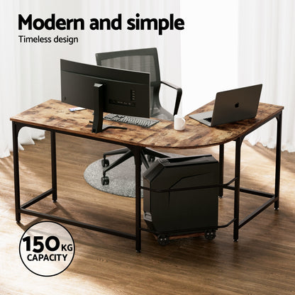 Computer Desk L-Shape CPU Stand 147CM - Brown