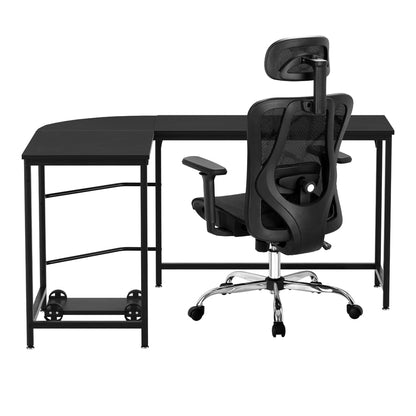 Computer Desk L-Shape Corner Desk & Ergonomic Office Chair - Black