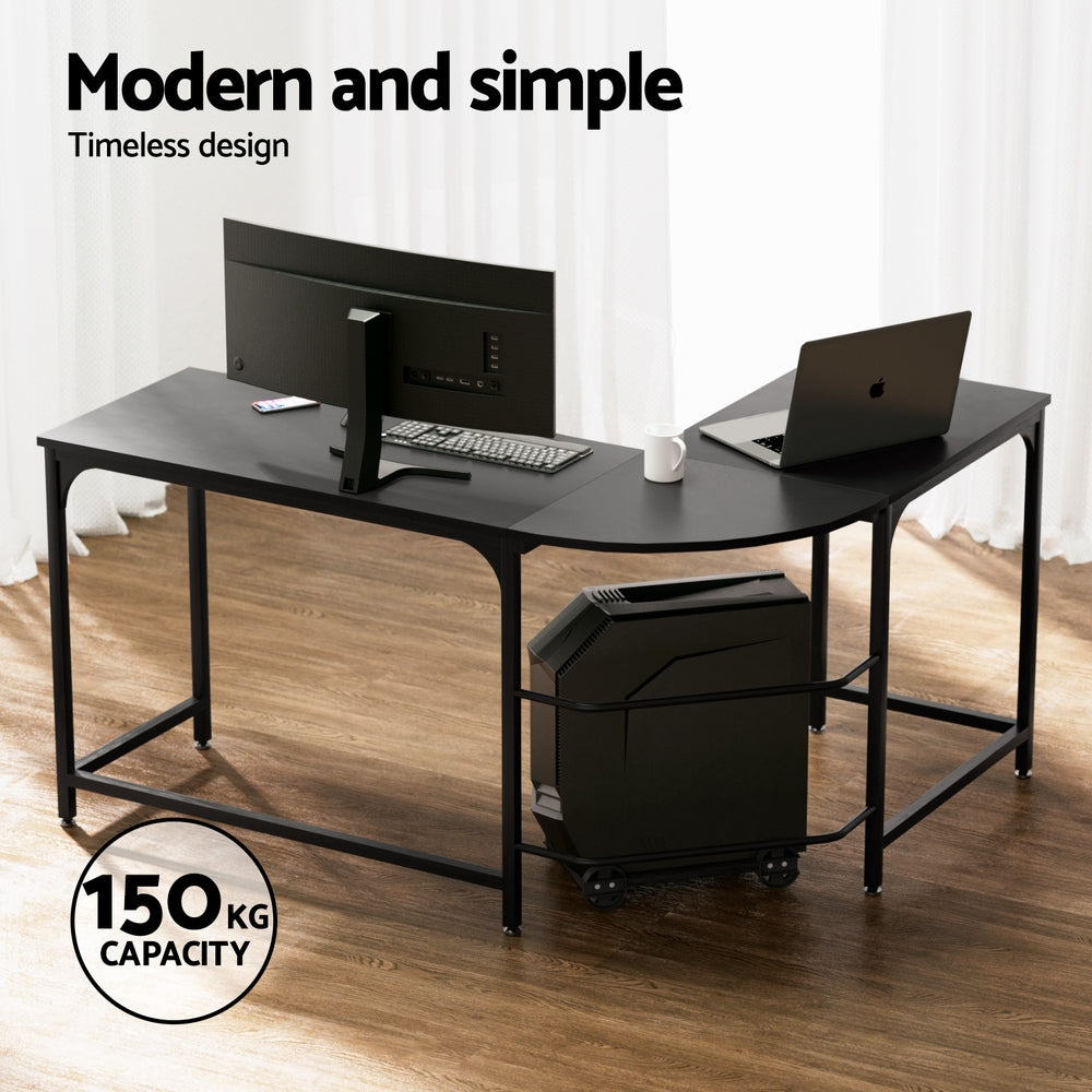 Computer Desk L-Shape Corner Desk & Ergonomic Office Chair - Black