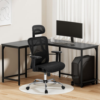 Computer Desk L-Shape Corner Desk & Ergonomic Office Chair - Black