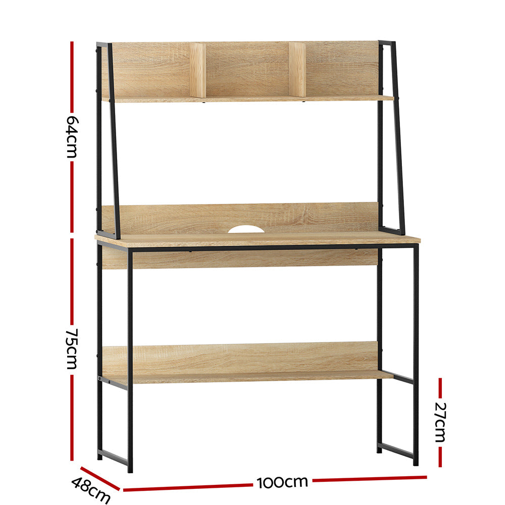 Computer Desk Bookshelf Storage 100CM - Oak