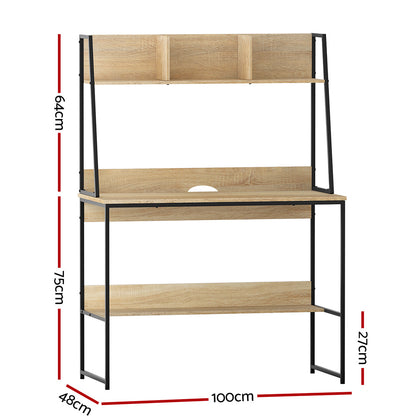 Computer Desk Bookshelf Storage 100CM - Oak
