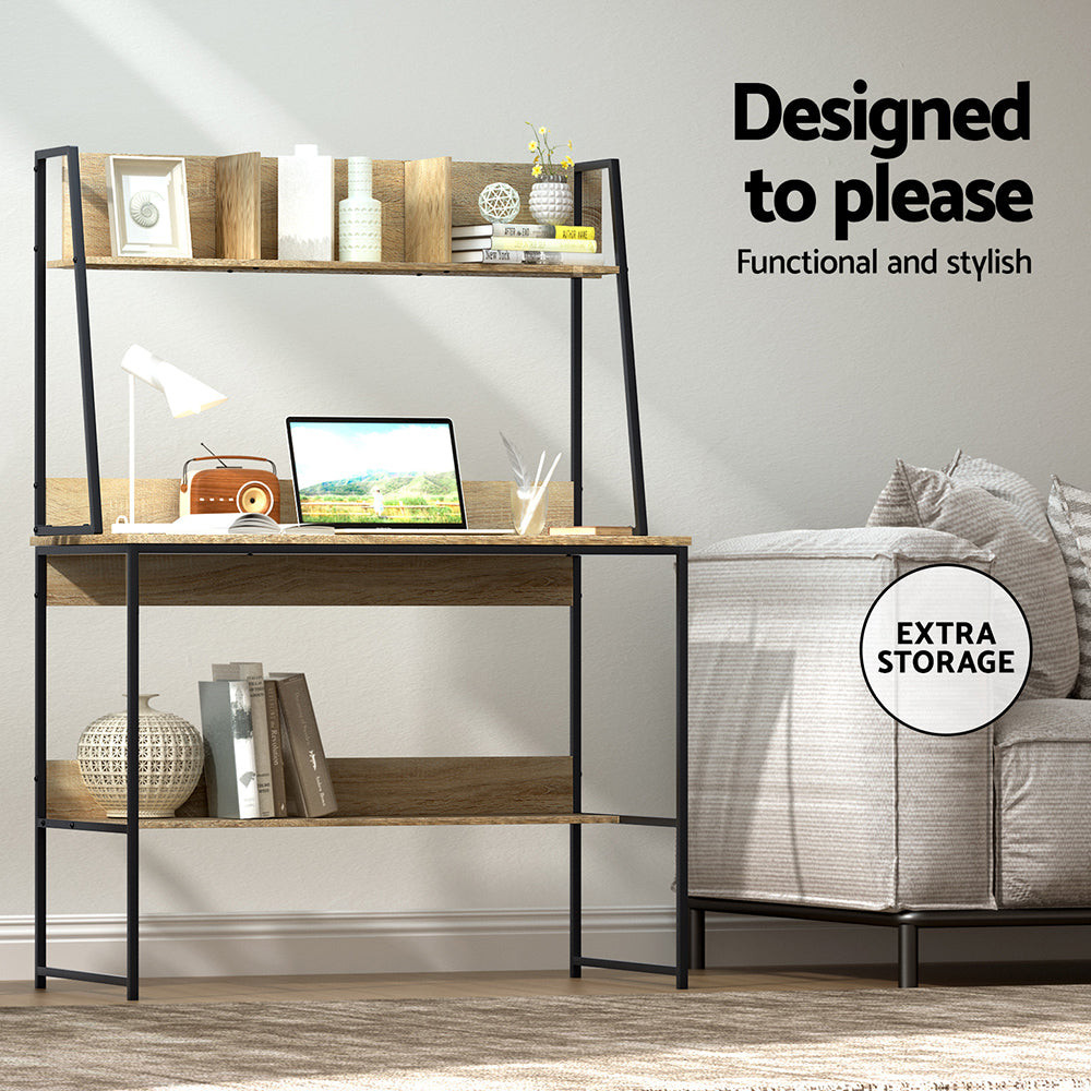 Computer Desk Bookshelf Storage 100CM - Oak