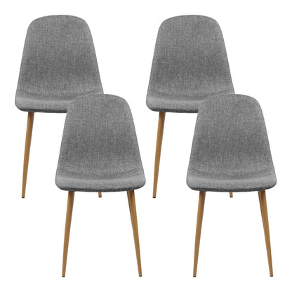 Set of 4 Adamas Curved Dining Chairs Linen Slope - Grey