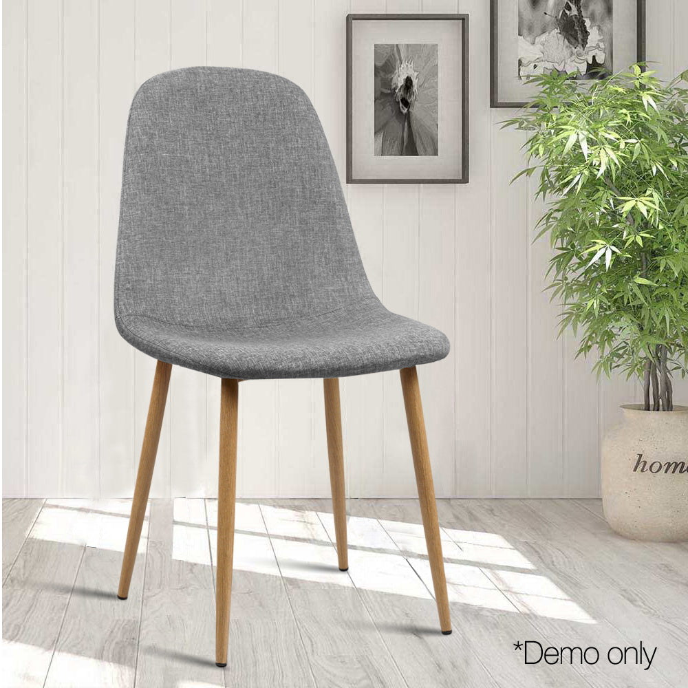 Set of 4 Adamas Curved Dining Chairs Linen Slope - Grey