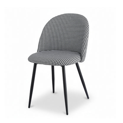 Set of 2 Curved Dining Chairs Linen Solid - Houndstooth