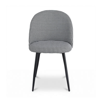 Set of 2 Curved Dining Chairs Linen Solid - Houndstooth