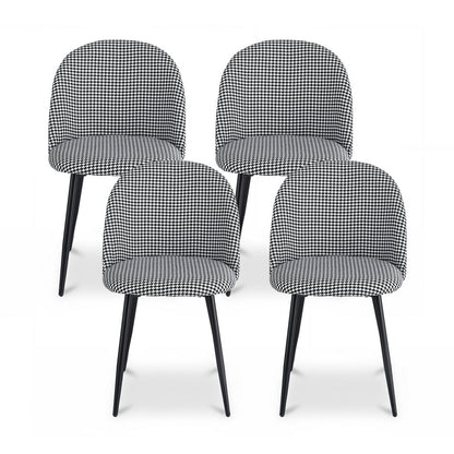 Set of 4 Curved Dining Chairs Linen Solid - Houndstooth
