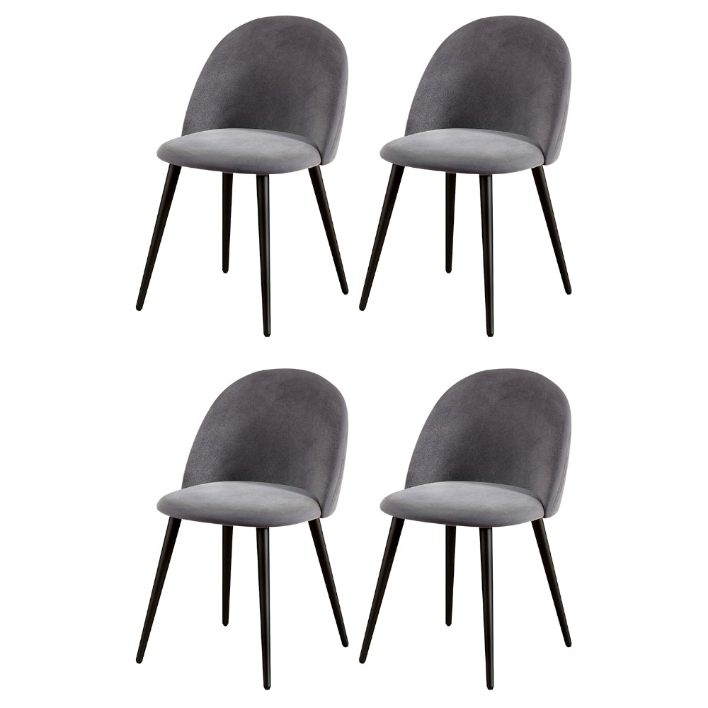 Set of 4 Velvet Solid Dining Chairs Curved - Dark Grey